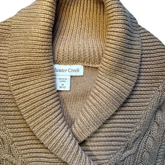 Coldwater Creek Shawl Collar Cable Knit Cozy Sweater Sz M 10-12 Classic - Picture 3 of 7